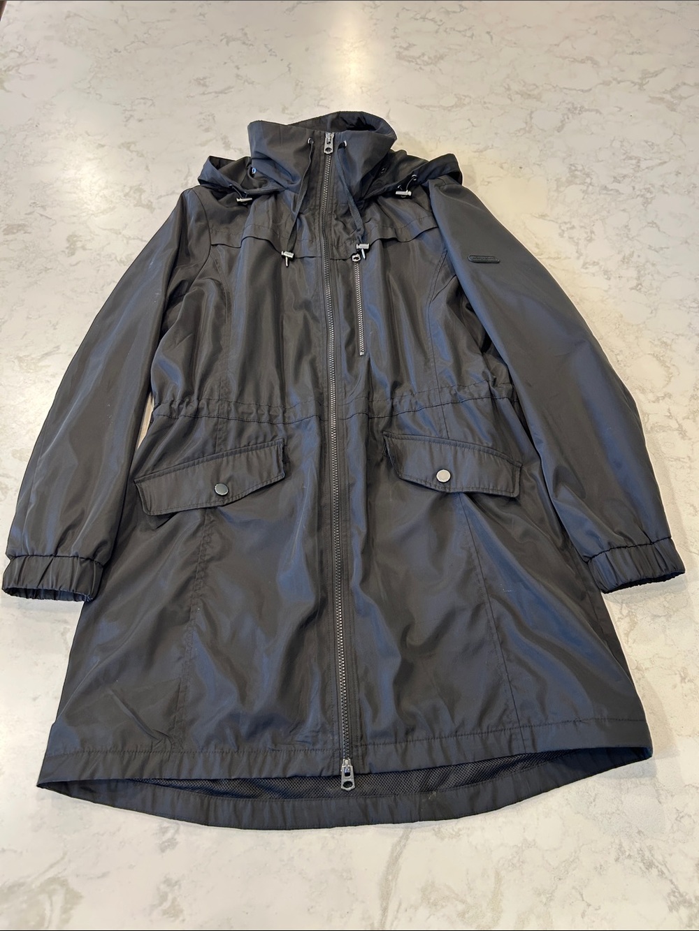 Lucky Brand Women’s Black Anorak Hooded Raincoat Minimalist Large - Picture 8 of 16